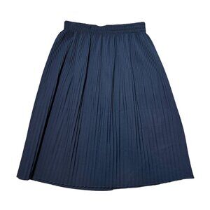 Zara Navy Blue Pleated Knee Length Skirt Size Small Classic Everyday Fall Modest